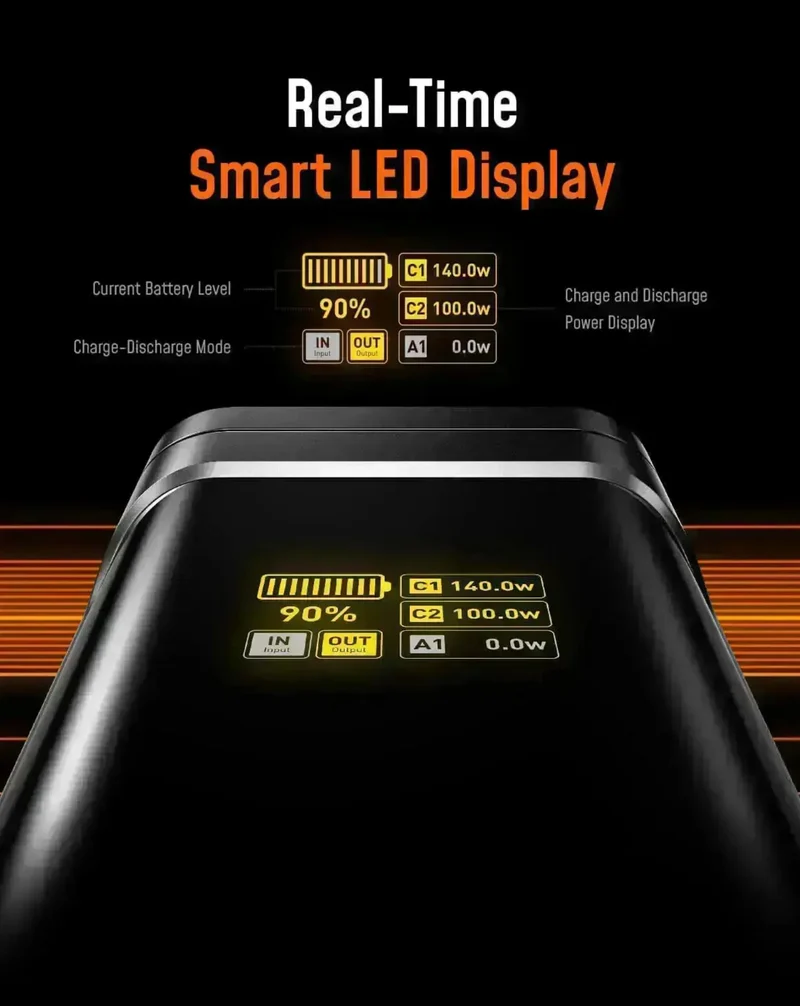 AOHI The Future Starship 240W 27,600mAh LED Display Power Bank with 140W C-C Cable