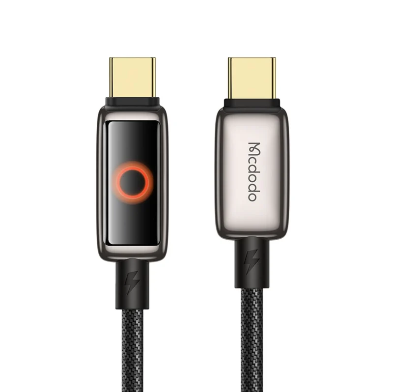 Mcdodo CA-668 100W USB-C Auto Power Off Cable Safe Charging Light Display Active Fast Charging Zinc Alloy Type C Cable 1.2m