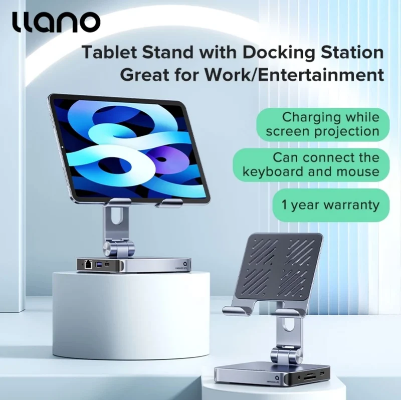 Llano Tablet Stand Laptop 8 in 1 iPad USB C Hub Docking Station