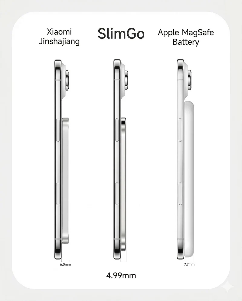 Pinqiu 4.99mm Ultra-thin Magnetic Wireless Charging Bank with Apple Find My Location Function