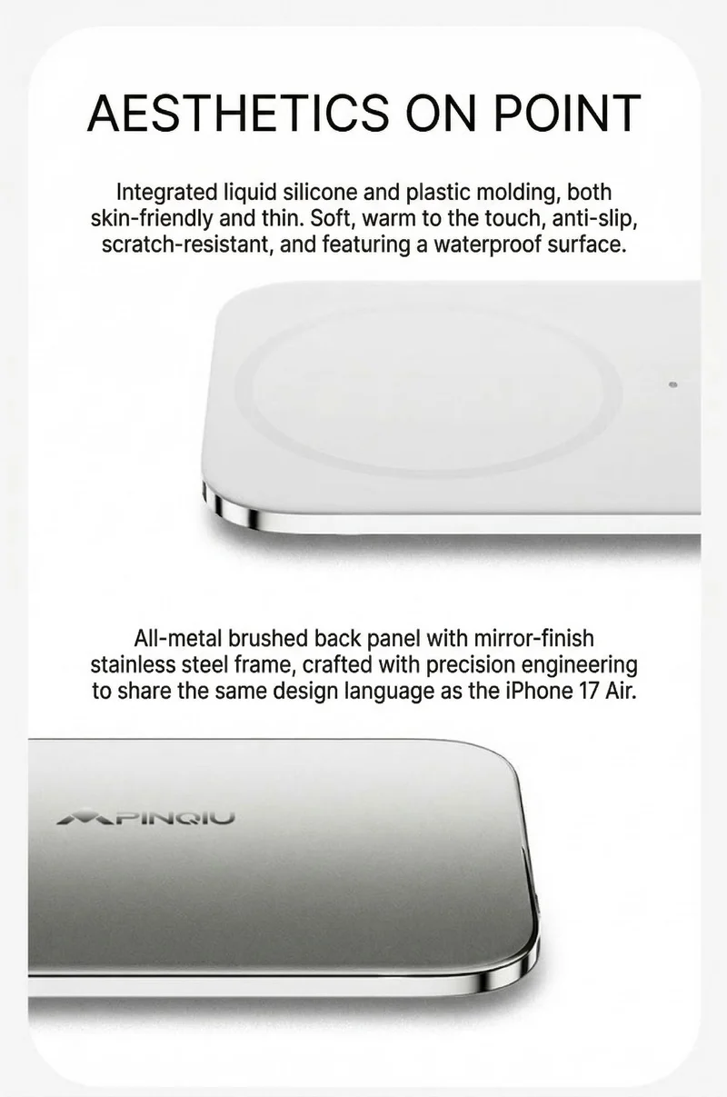 Pinqiu 4.99mm Ultra-thin Magnetic Wireless Charging Bank with Apple Find My Location Function