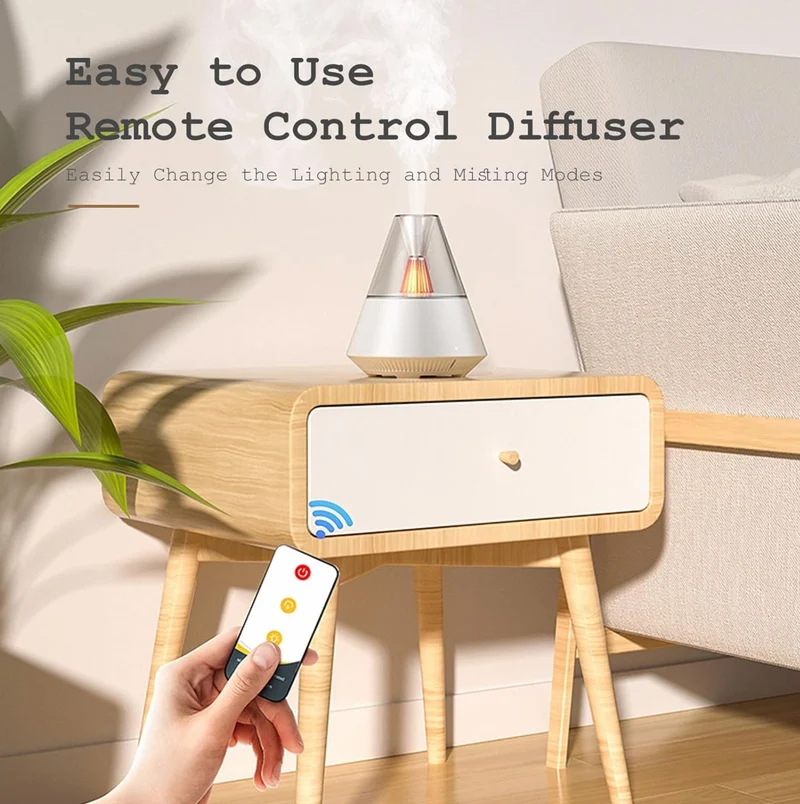 Furper Essential Oil Diffuser, Modern Style Aromatherapy Aroma Diffusers with Candle Light, Fragrance Ultrasonic Cool Mist Humidifier