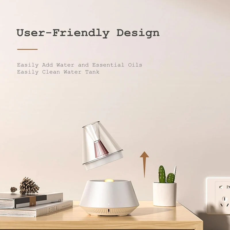 Furper Essential Oil Diffuser, Modern Style Aromatherapy Aroma Diffusers with Candle Light, Fragrance Ultrasonic Cool Mist Humidifier