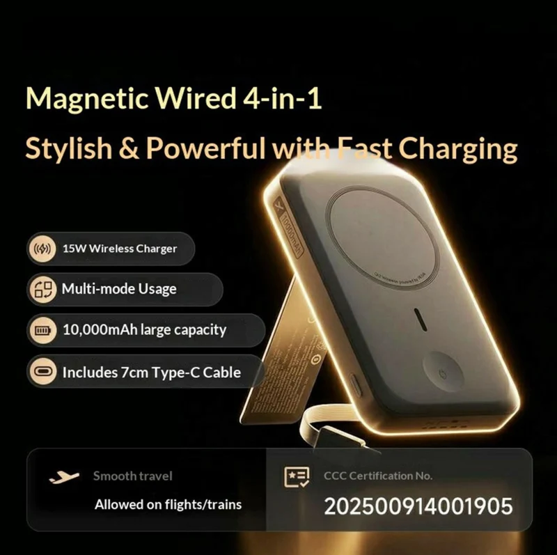 MOVA-AEFD A2007 10000mAh 35W Magnetic Power Bank Portable Charger Built-in Type-C Cable