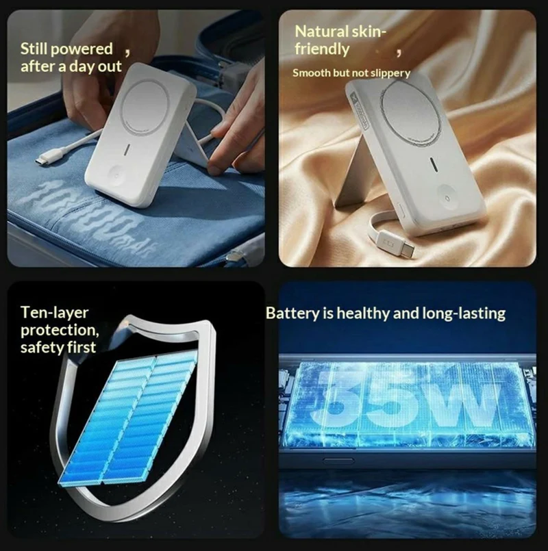 MOVA-AEFD A2007 10000mAh 35W Magnetic Power Bank Portable Charger Built-in Type-C Cable