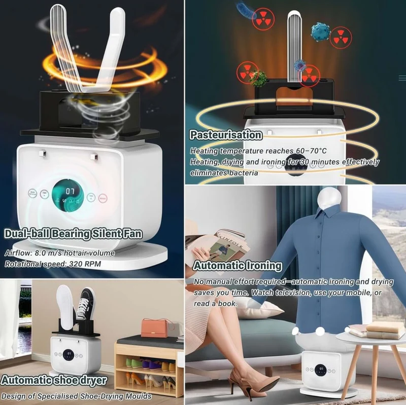 Furper Automatic Hot Air Dryer And Iron For Shirts And Trousers, Inflatable Ironing Machine, Quick Air Iron, For Home And Office