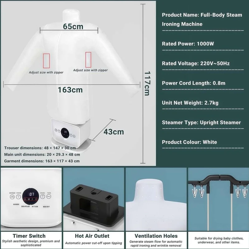 Furper Automatic Hot Air Dryer And Iron For Shirts And Trousers, Inflatable Ironing Machine, Quick Air Iron, For Home And Office
