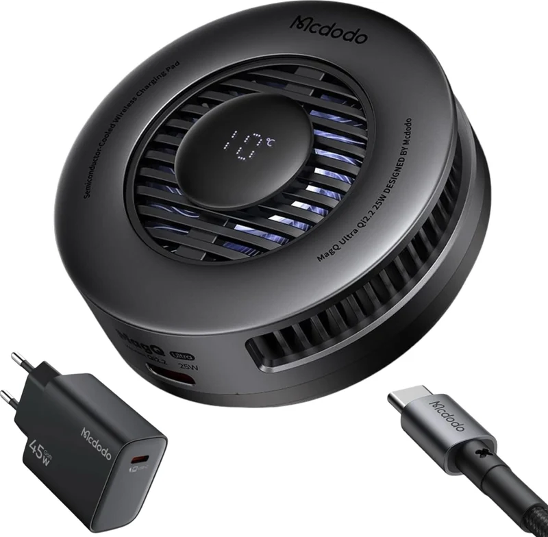 Mcdodo Certified Qi2 25W MagSafe Charger, Qi2 Wireless Charger - 45W Gan Charger – Gaming MagSafe Charger for iPhone with TEC Cooling