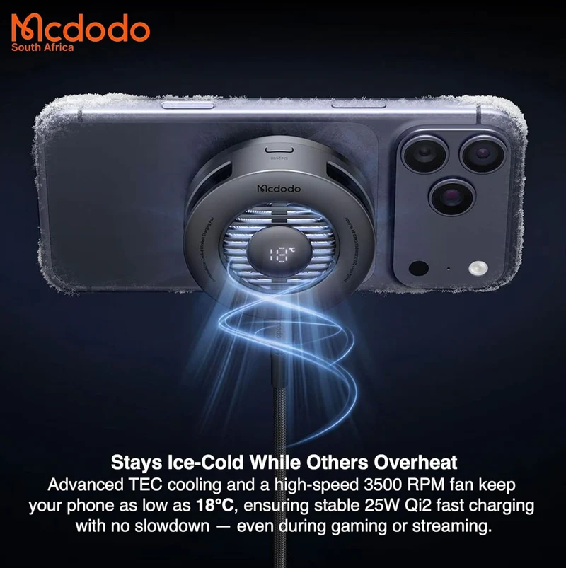 Mcdodo Certified Qi2 25W MagSafe Charger, Qi2 Wireless Charger - 45W Gan Charger – Gaming MagSafe Charger for iPhone with TEC Cooling