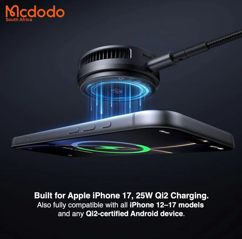 Mcdodo Certified Qi2 25W MagSafe Charger, Qi2 Wireless Charger - 45W Gan Charger – Gaming MagSafe Charger for iPhone with TEC Cooling