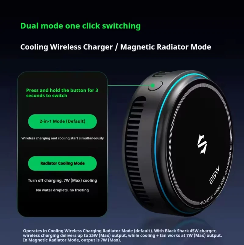 BLACK SHARK 25W MAX Magnetic Wireless Charger 2-IN-1 Mobile Phone Cooler AI Temperature Control Radiator