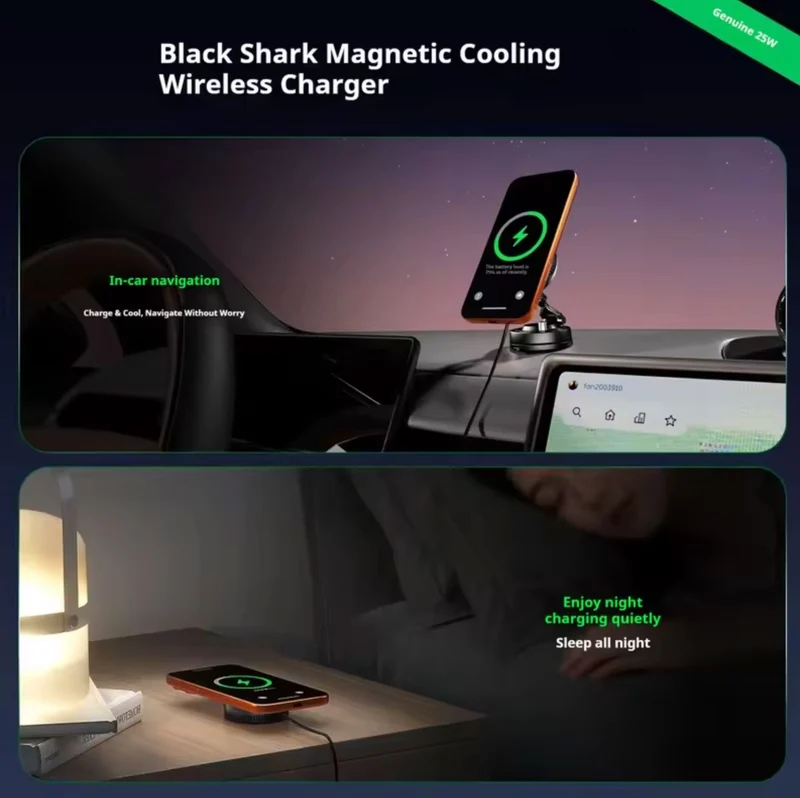 BLACK SHARK 25W MAX Magnetic Wireless Charger 2-IN-1 Mobile Phone Cooler AI Temperature Control Radiator