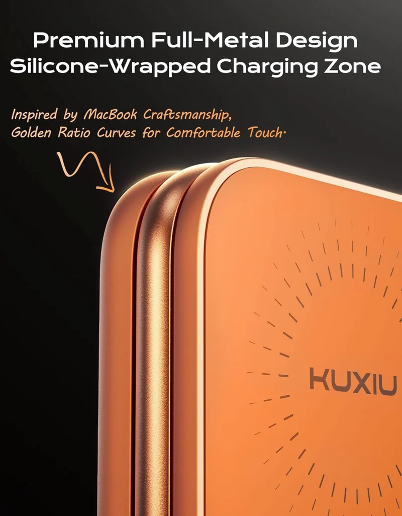 KUXIU Qi2.2 25W Magnetic Wireless Charger, 3-in-1 Foldable Travel Charging Station for iPhone 17/16/15/14/13/12, 5W for Apple Watch and AirPods, Aluminum Alloy Design, Adapter
