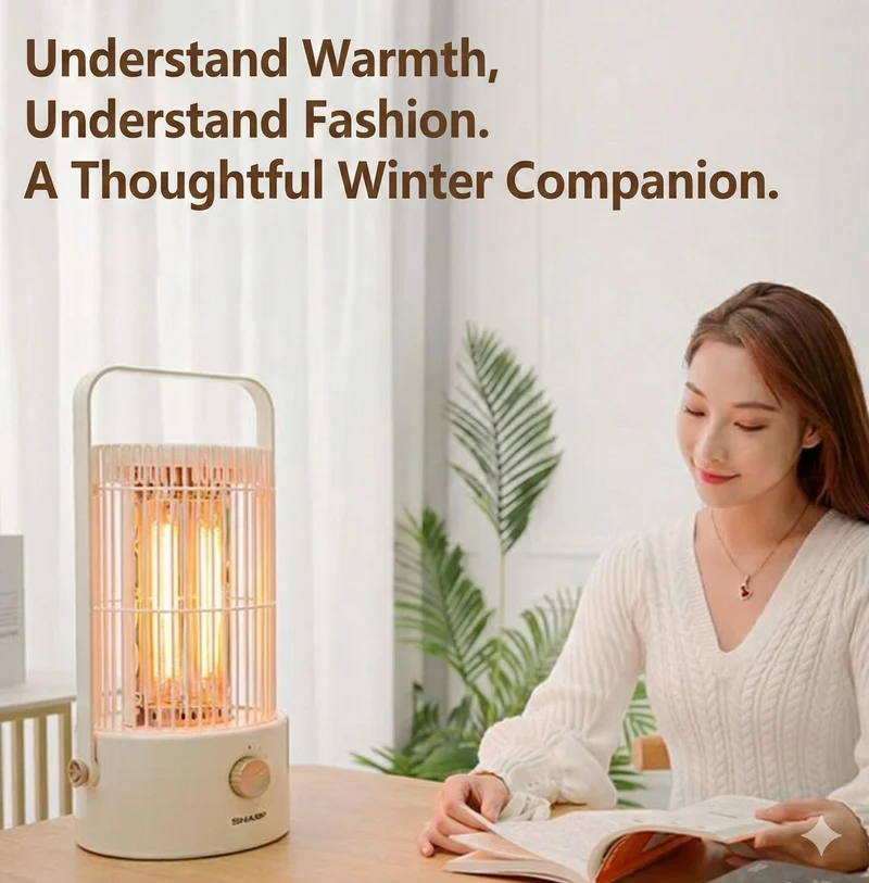 Sharp Birdcage Mini Electric Heater Carbon Crystal Heating Element Instant Heat HX-SM081A-Y