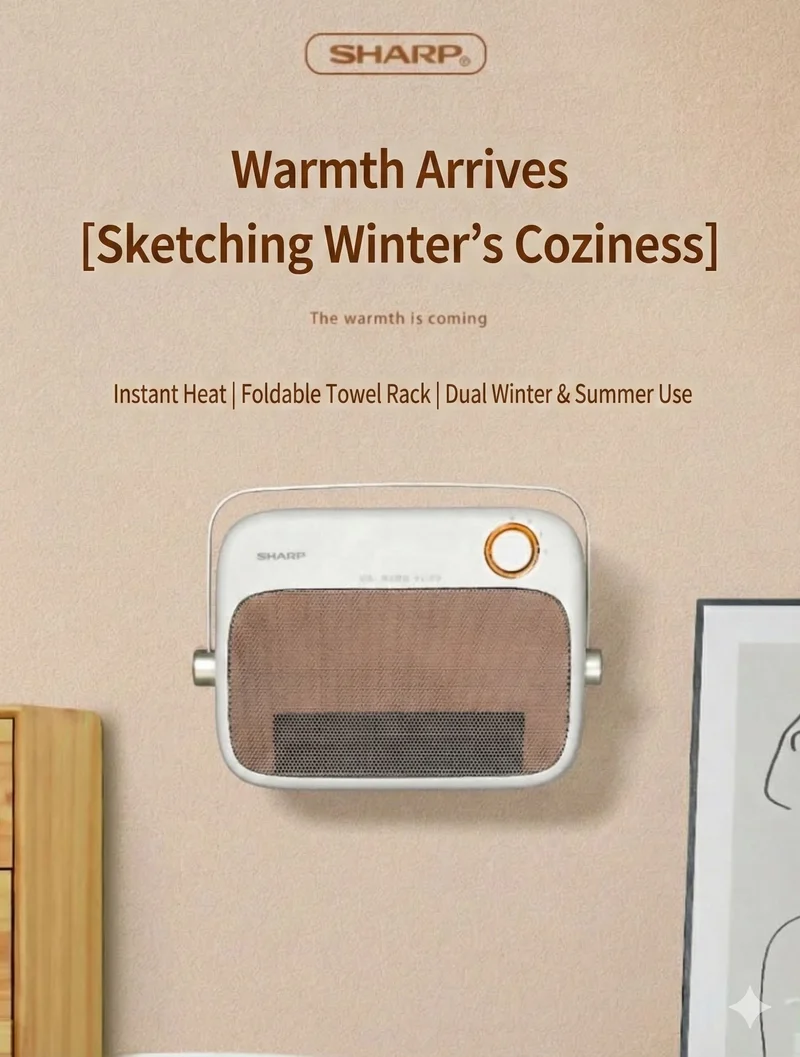 Sharp Birdcage Mini Electric Heater Carbon Crystal Heating Element Instant Heat HX-SM081A-Y