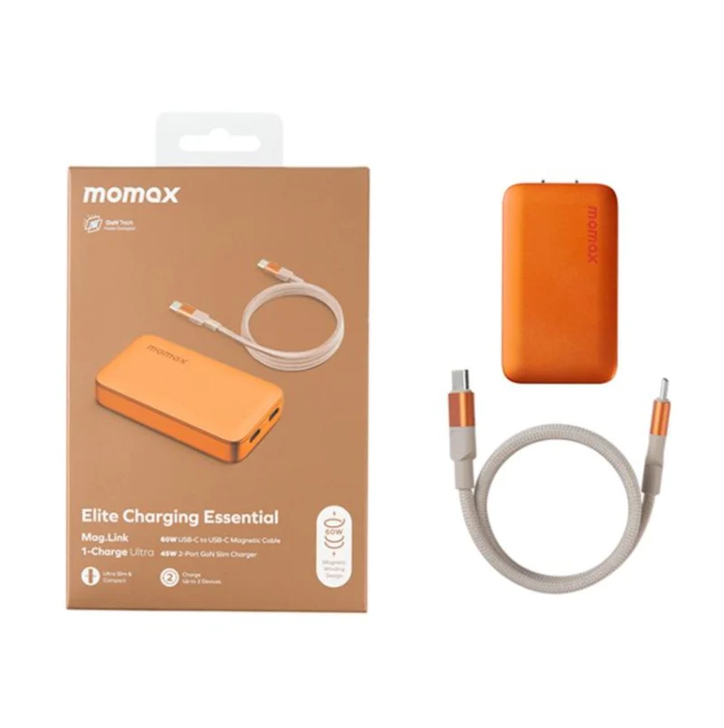 MOMAX UM79 1-Charge Ultra 45W 2-Port GaN Silm Fast Charger Kit