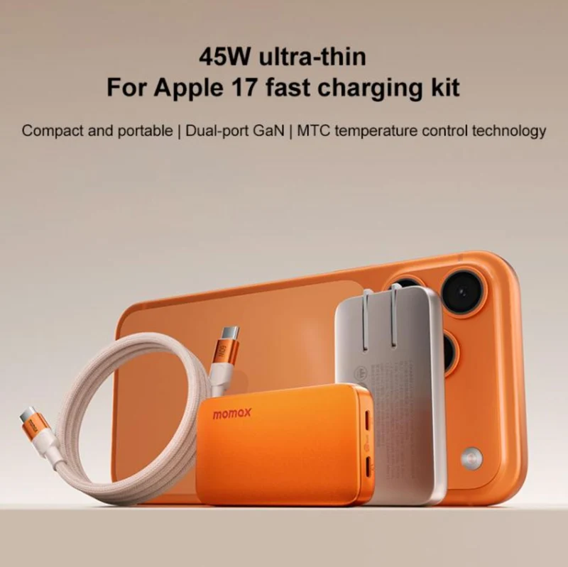 MOMAX UM79 1-Charge Ultra 45W 2-Port GaN Silm Fast Charger Kit