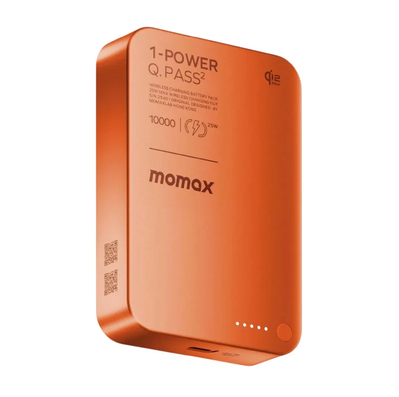 Momax 1-Power Q.Pass2 10000mAh Qi2.2 Magnetic Wireless Battery Pack MagSafe Powerbank IP168