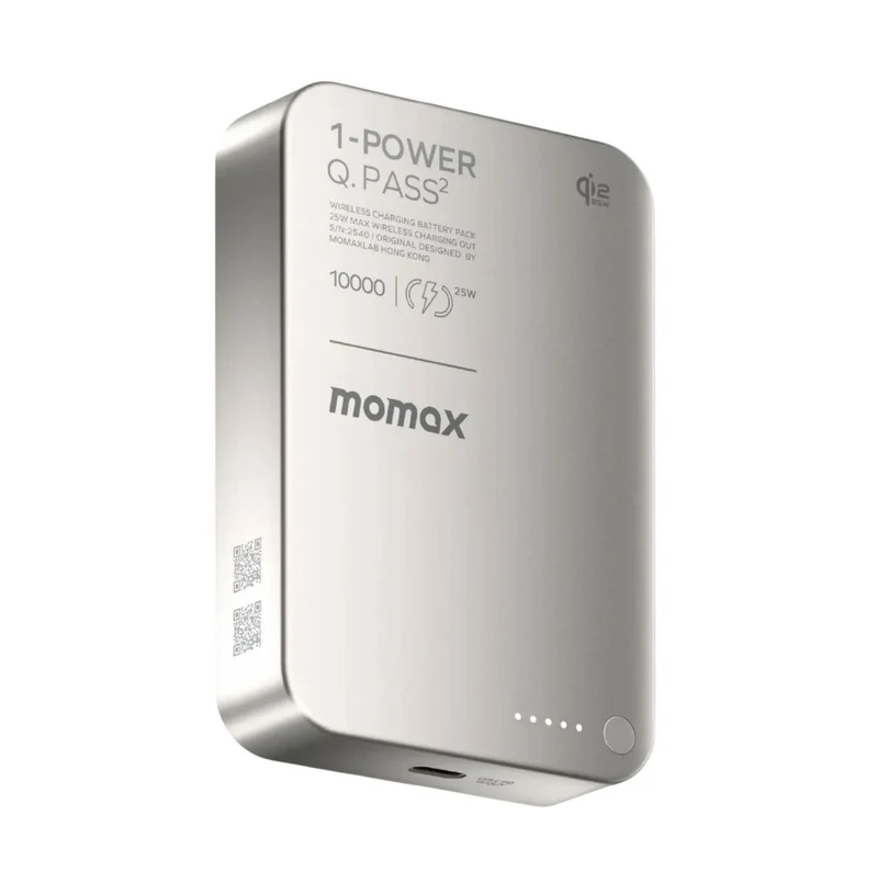Momax 1-Power Q.Pass2 10000mAh Qi2.2 Magnetic Wireless Battery Pack MagSafe Powerbank IP168