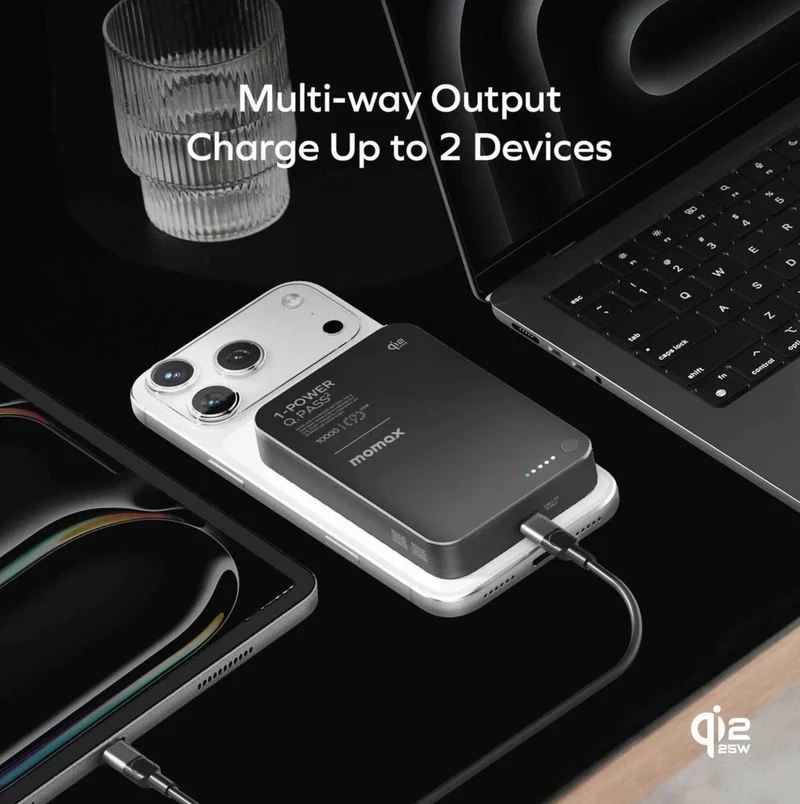 Momax 1-Power Q.Pass2 10000mAh Qi2.2 Magnetic Wireless Battery Pack MagSafe Powerbank IP168