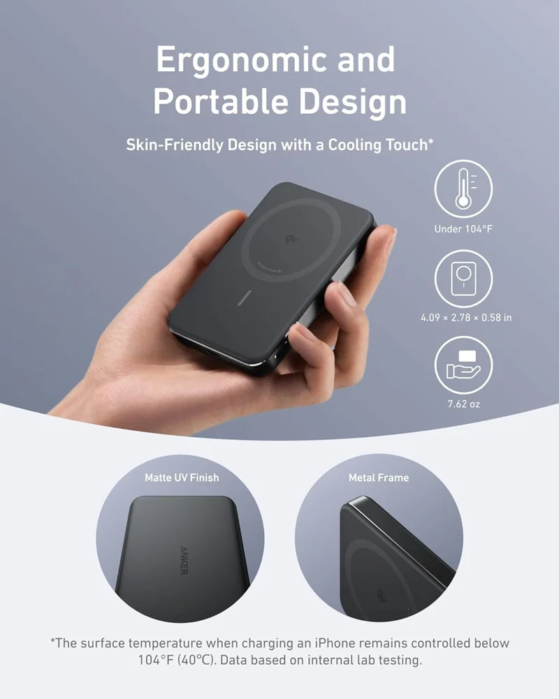 Anker MagGo Power Bank 30W (10K, Slim) Qi2 10,000mAh Wireless Charging Portable Power Bank