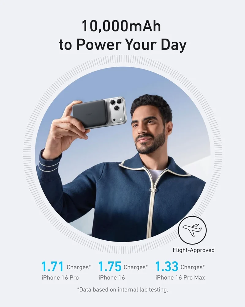 Anker MagGo Power Bank 30W (10K, Slim) Qi2 10,000mAh Wireless Charging Portable Power Bank