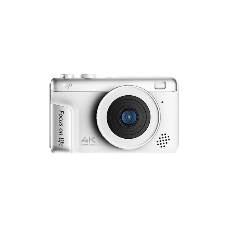 Aigo P618 64MP Kids Digital Camera with 4K Video 16X Zoom Dual AI Beauty 16 Filters Retro Style