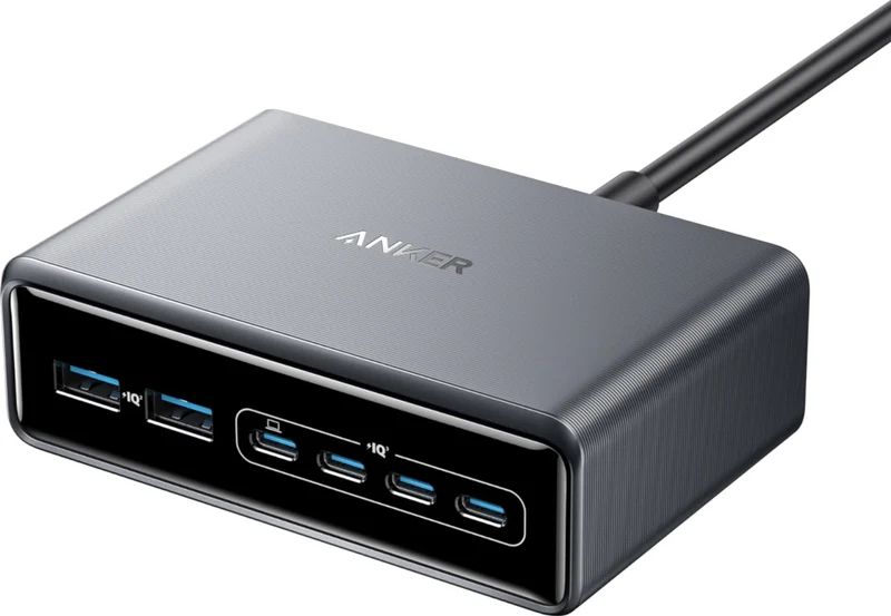 Anker Prime GaN 200W USB C Charger, 6 Port GaN 200W Charging Station, USB-C PD Fast Desktop Charger, for iPhone, Samsung, MacBook, Dell and More