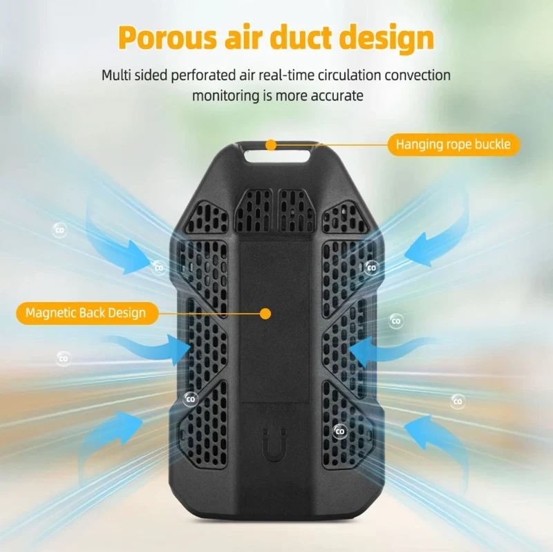 Furper 3-in-1 CO Gas Leak Detector Carbon Monoxide Sensor with Alarm Flashlight Portable Temp Humidity Meter for Home Indoor Use