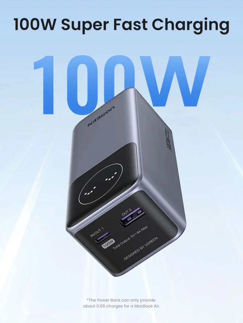 UGREEN Nexode Power Bank 12000mAh 100W with Smart Digital Display