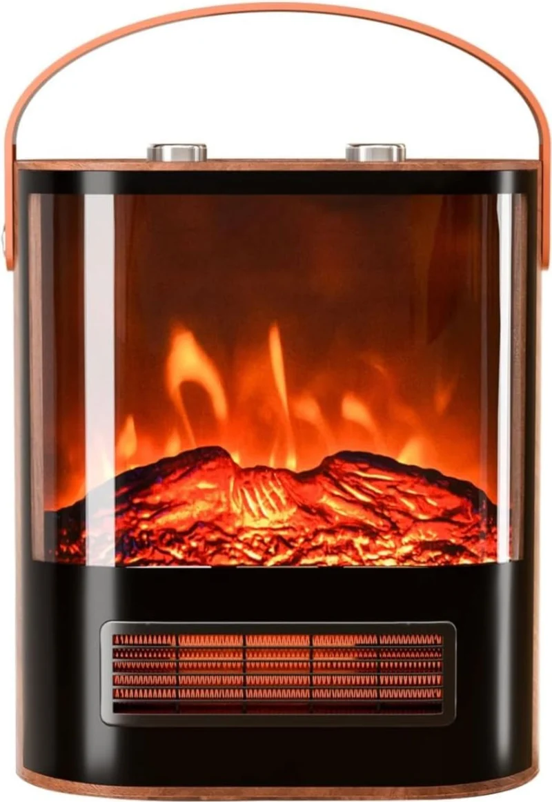 WeWarm 1500W Portable Electric Fireplace Heater Flame with Realistic Flame Thermostat Control