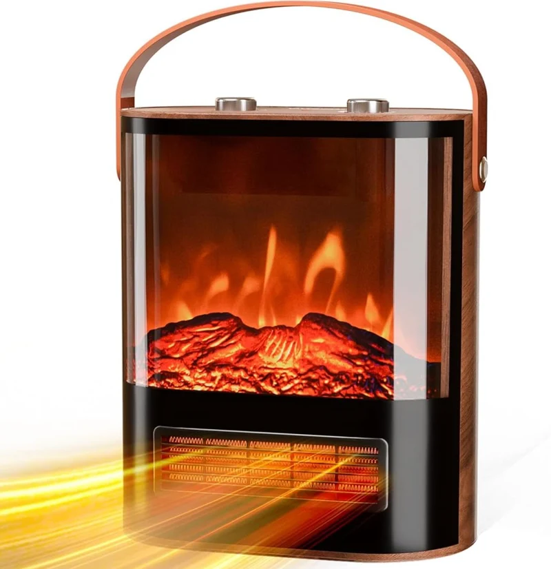 WeWarm 1500W Portable Electric Fireplace Heater Flame with Realistic Flame Thermostat Control