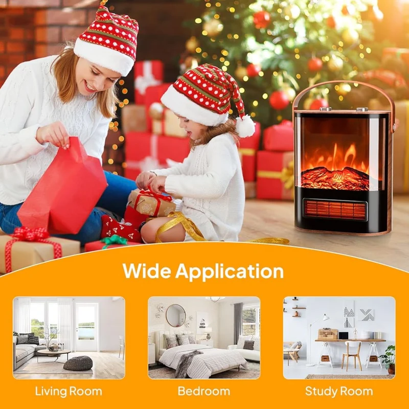 WeWarm 1500W Portable Electric Fireplace Heater Flame with Realistic Flame Thermostat Control