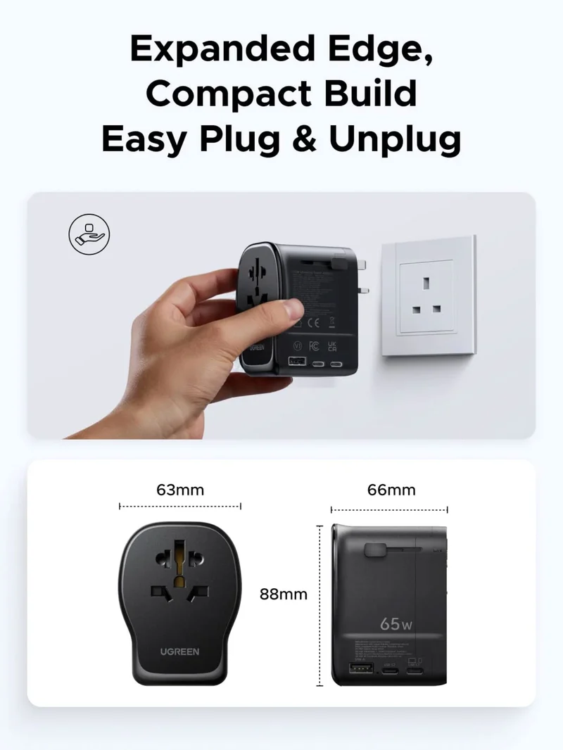 UGREEN Travel Adapter Universal GaN 65W Fast Charging