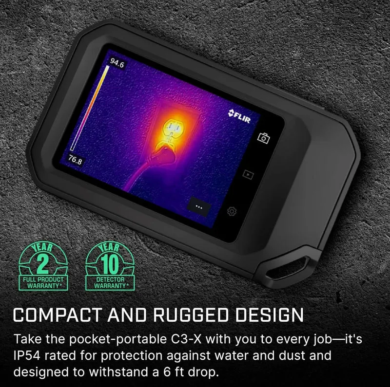FLIR C3-X Thermal Imaging Camera with WiFi, -20 → +300 °C, 128 x 96pixel Detector Resolution