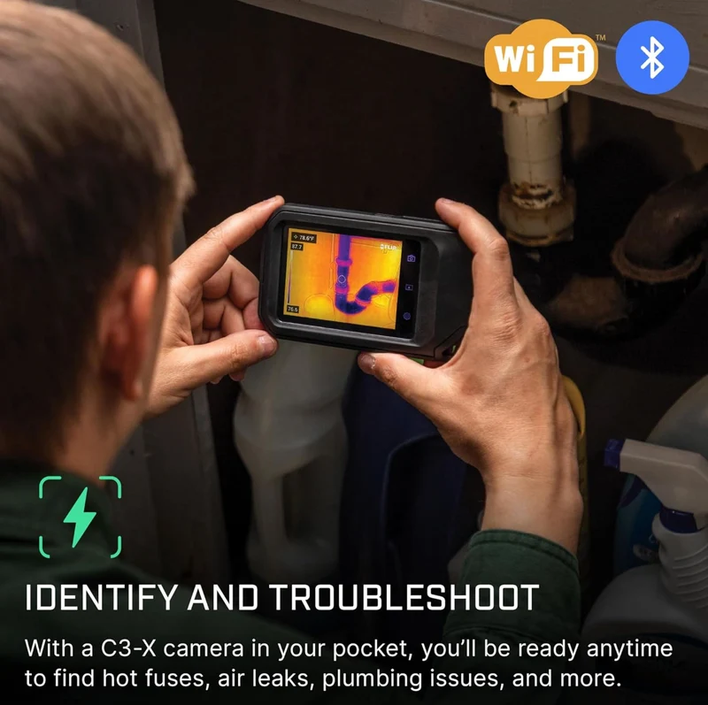 FLIR C3-X Thermal Imaging Camera with WiFi, -20 → +300 °C, 128 x 96pixel Detector Resolution
