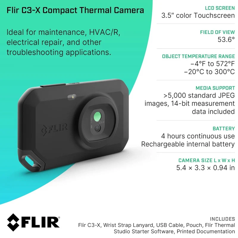 FLIR C3-X Thermal Imaging Camera with WiFi, -20 → +300 °C, 128 x 96pixel Detector Resolution