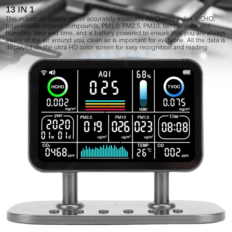 Furper Wifi 13 in 1 Air Quality Monitor Meter TVOC HCHO PM2.5 PM1.0 PM10 Temperature and Humidity Carbon Dioxide Detector