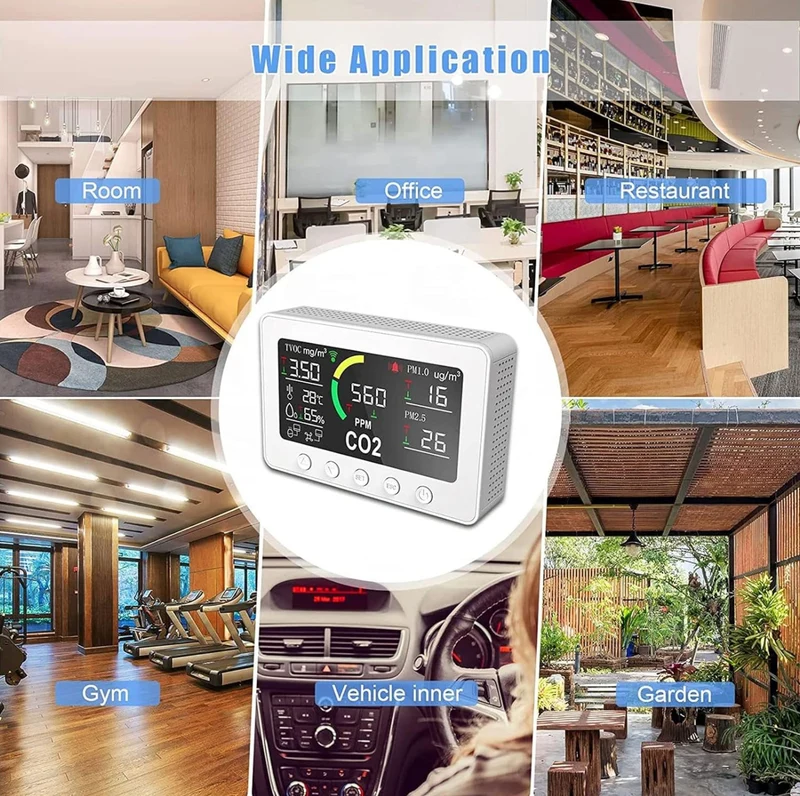 Furper Indoor Air Quality Monitor 7 in 1 TVOC PM2.5 CO2 Temp Humidity WIFI Tester Air Quality Meter All Round Detection