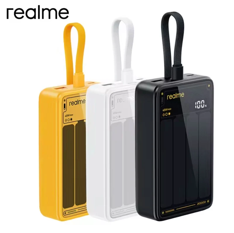 Realme Power Bank 45W 20000mAh Digit Monitor Built-in Braid Cable