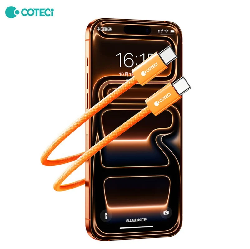 COTECi PD 45W GaN Fast Charging Adapter Charger Kit 1 m USB C to C Data Cable For Iphone 17 Series Orange