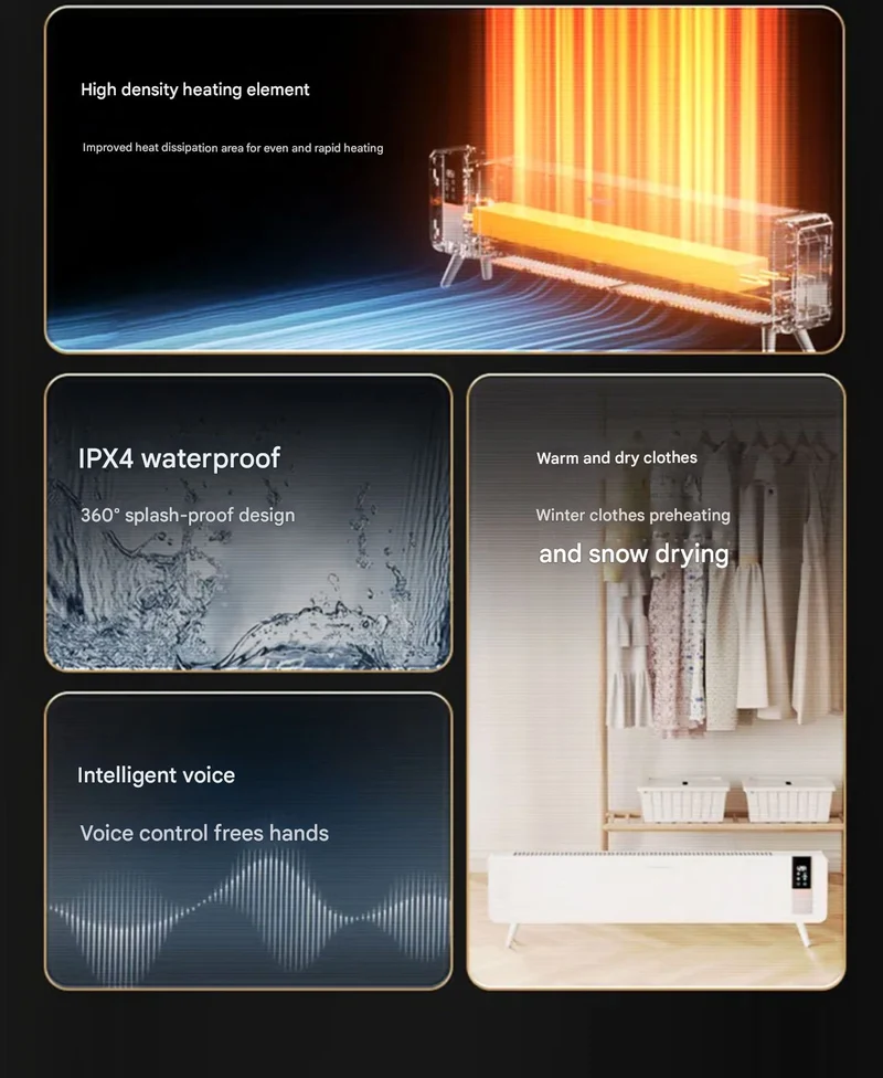 Panasonic DS-A216CCW Graphene Baseboard Heater with Smart Voice Remote Control, Timer, and Night Light