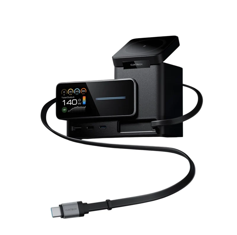 CUKTECH 6-in-1 Super Power Station 140W Gallium Nitride Charger with Expansion Cable Compatible with Magnetic Charging Station