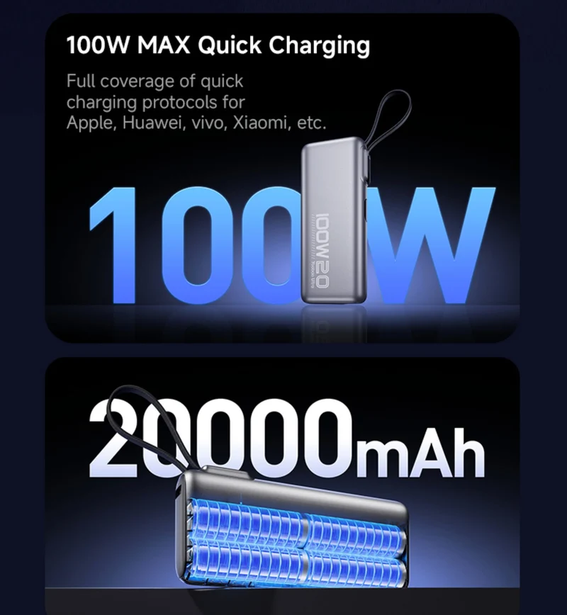 YOOBAO 20000mAh Quick Charge 100W Power Bank For Mobile Phone Charger with Digital Display