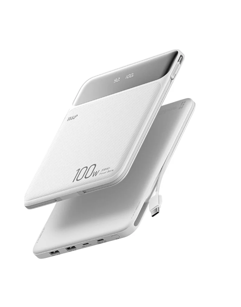 W&P 20000mAh High-Capacity Laptop Power Bank with Dual Cables, 100W Fast Charging With Dual Cables