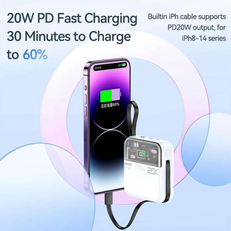 REMAX RPP-603 20000mAh Power Bank 20W+22.5W with Type-C and iP Cable