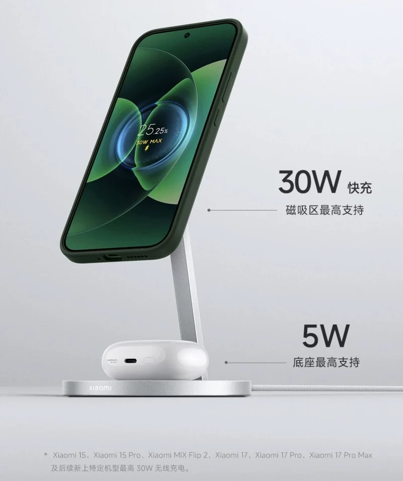 Xiaomi 2-in-1 Magnetic Wireless Charger 30W