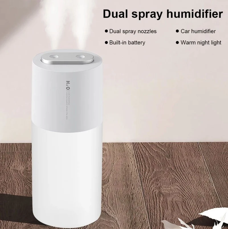 Furper Car Humidifier, Double-Port Spray, Air Purifier In The Car, Aromatherapy With Ambient Light