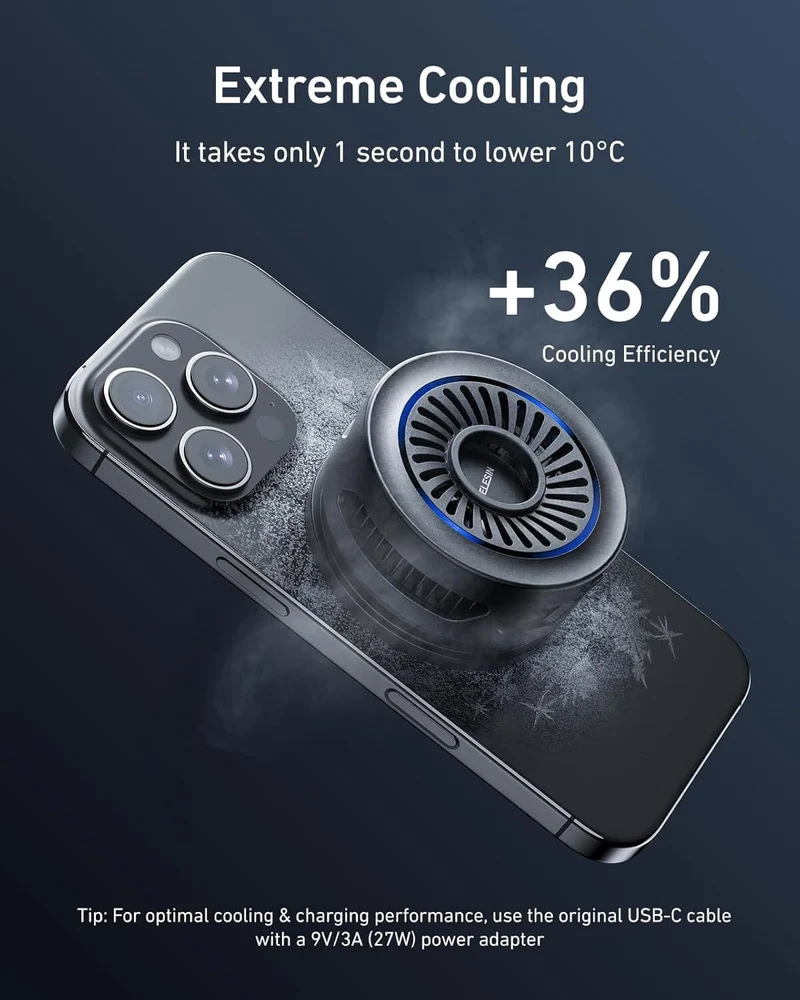 TELESIN Magnetic Phone Cooler Pro for Gaming and Live Streaming Cooling Fan for MagSafe, for iPhone/Android Magnetic Neck Mount