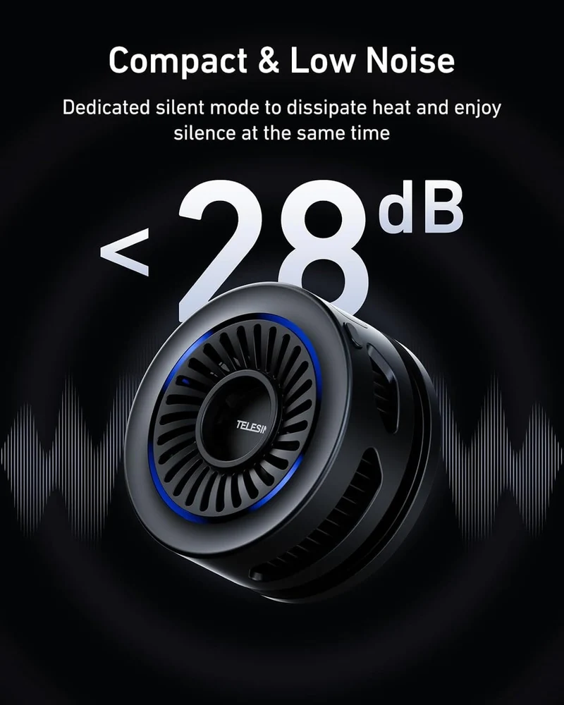 TELESIN Magnetic Phone Cooler Pro for Gaming and Live Streaming Cooling Fan for MagSafe, for iPhone/Android Magnetic Neck Mount